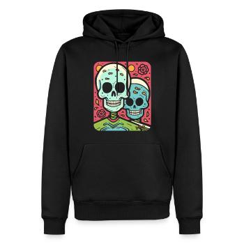 Crânes pop modernes et partenariat contre amour - Sweat à capuche Premium bio Homme - noir - Devant - Nico (187cm)