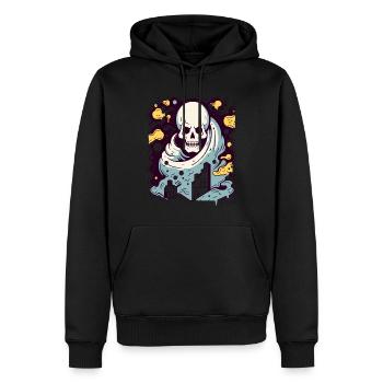 Couleur interactive, crâne industriel moderne - Sweat à capuche Premium bio Homme - noir - Devant - Nico (187cm)