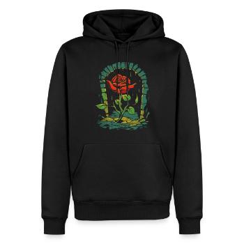 Une fleur de Donjon Roses - Sweat à capuche Premium bio Homme - noir - Devant - Nico (187cm)