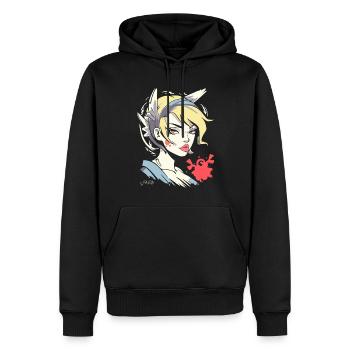 Votre fille d’ange d’anime chaude - Sweat à capuche Premium bio Homme - noir - Devant - Nico (187cm)