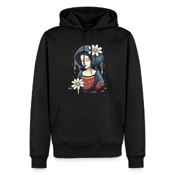 Frau mit Gänseblümchen Blumen - Männer Premium Bio Hoodie - Schwarz - Vorne - Nico (187cm)