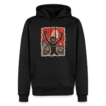 Prähistorische Primaten und Armageddon - Männer Premium Bio Hoodie - Schwarz - Vorne - Nico (187cm)