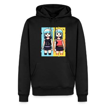 Manga Anime Sœurs Poupées Filles - Sweat à capuche Premium bio Homme - noir - Devant - Nico (187cm)