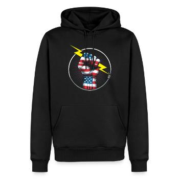 Electrician USA flag lineman electricity worker - Men’s Premium Organic Hoodie - black - Front - Nico (187cm)