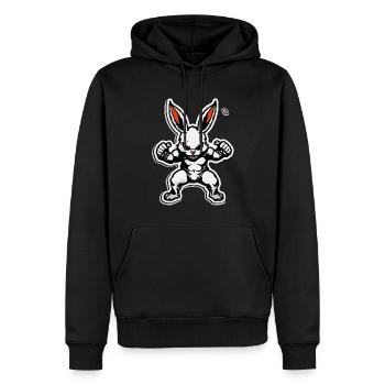 En Forme Et En Colère, Lapin Musculaire En Colère - Sweat à capuche Premium bio Homme - noir - Devant - Nico (187cm)