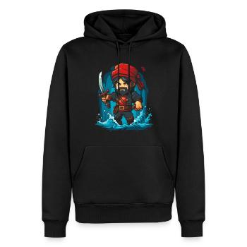Kleiner niedlicher Pixel-Pirat - Männer Premium Bio Hoodie - Schwarz - Vorne - Nico (187cm)