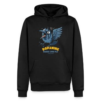 L’oiseau qui chante sous dopamine vous fait voler - Sweat à capuche Premium bio Homme - noir - Devant - Nico (187cm)