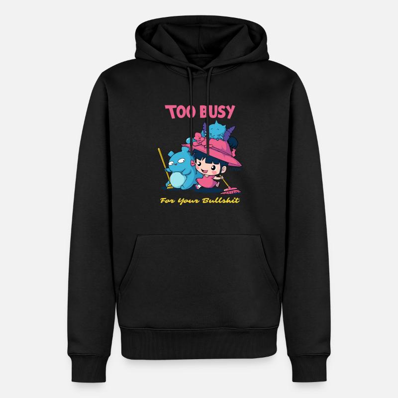 Trop occupé pour votre bavardage - Sweat à capuche Premium bio Homme - noir