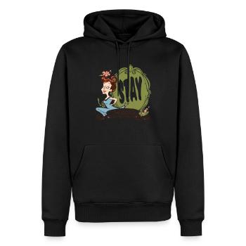 Reste étrange, femme au foyer - Sweat à capuche Premium bio Homme - noir - Devant - Nico (187cm)
