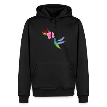 Kolibri-Blumensamen - Männer Premium Bio Hoodie - Schwarz - Vorne - Nico (187cm)