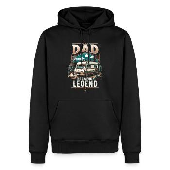 Fête des pères papa la légende du camping papa papa - Sweat à capuche Premium bio Homme - noir - Devant - Nico (187cm)