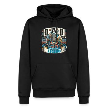 Fête des pères papa la légende du chant papa - Sweat à capuche Premium bio Homme - noir - Devant - Nico (187cm)