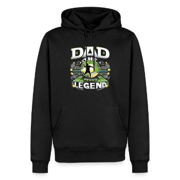 Fête des pères PAPA la légende du tennis Papa Papa - Sweat à capuche Premium bio Homme - noir - Devant - Nico (187cm)