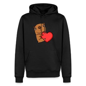 Capybara Wasserschwein Herz Liebe - Männer Premium Bio Hoodie - Schwarz - Vorne - Nico (187cm)