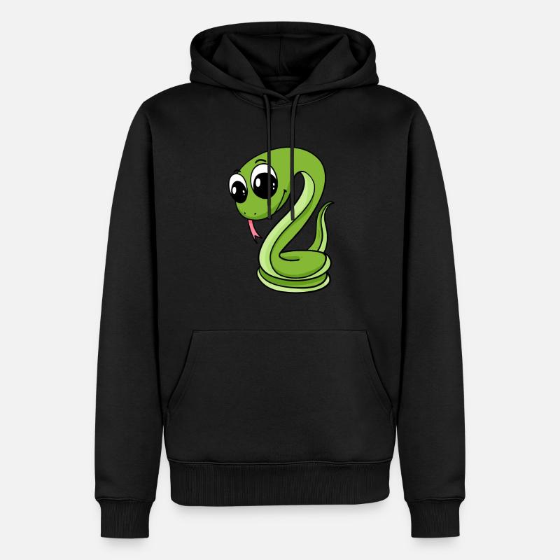 Serpent vert mignon - Sweat à capuche Premium bio Homme - noir