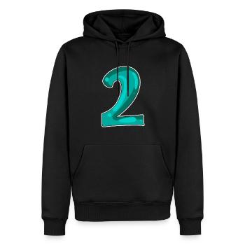 2 - Nombre - Motif numéro deux - Sweat à capuche Premium bio Homme - noir - Devant - Nico (187cm)
