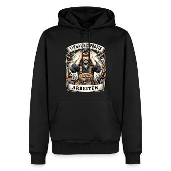 Einmal mit Profis Arbeiten Schreiner - Männer Premium Bio Hoodie - Schwarz - Vorne - Nico (187cm)