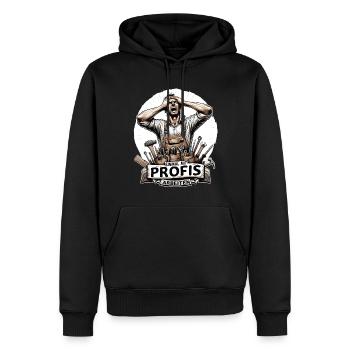 Une fois que j’ai travaillé avec des professionnels Charpentier - Sweat à capuche Premium bio Homme - noir - Devant - Nico (187cm)