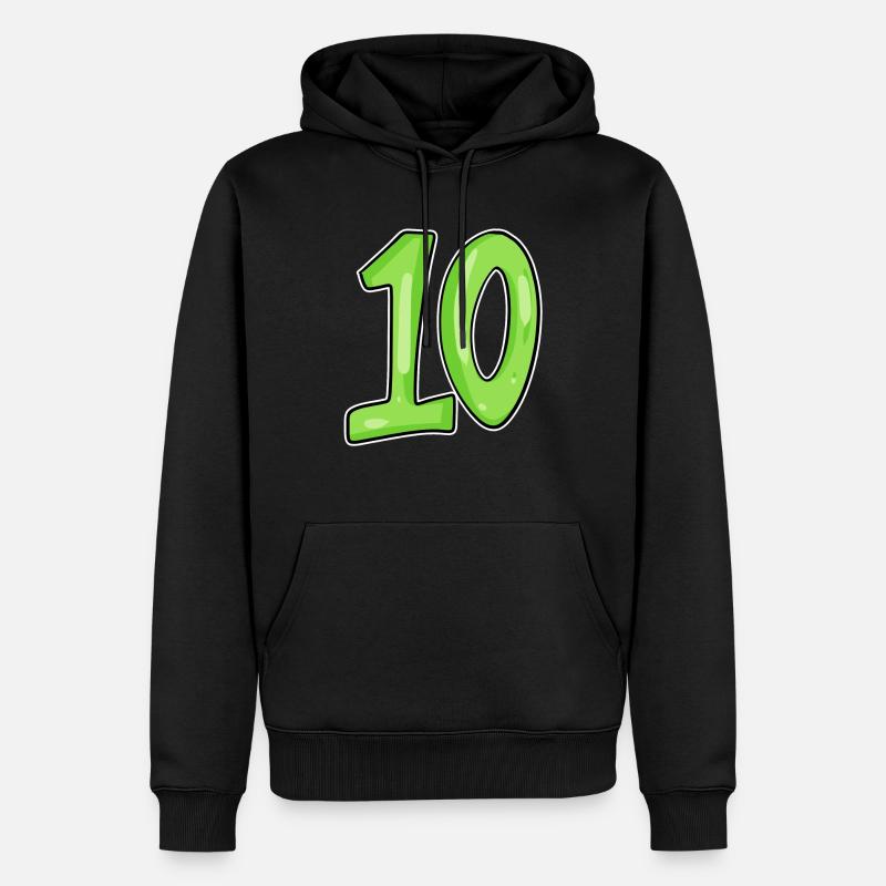 Dix numéros 10 Nombre - Sweat à capuche Premium bio Homme - noir