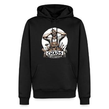 Handwerker Einmal ohne Chaos Arbeiten - Männer Premium Bio Hoodie - Schwarz - Vorne - Nico (187cm)