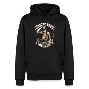 Artisans Travailler sans chaos pour une fois - Sweat à capuche Premium bio Homme - noir - Devant - Nico (187cm)