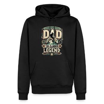 Fête des pères Papa la légende de l’escalade Papa Papa - Sweat à capuche Premium bio Homme - noir - Devant - Nico (187cm)