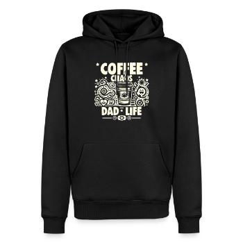 Vatertag Coffee Chaos Dad Life Papa Vater - Männer Premium Bio Hoodie - Schwarz - Vorne - Nico (187cm)