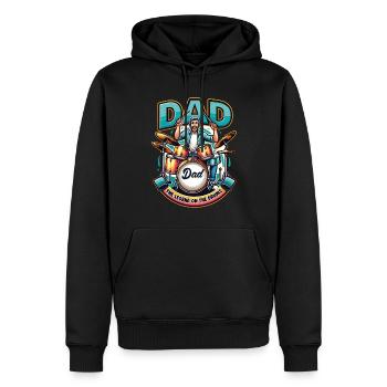 Fête des pères Papa la légende à la batterie Papa Papa - Sweat à capuche Premium bio Homme - noir - Devant - Nico (187cm)