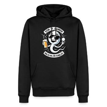 Vor 35 Jahren War Ich Schnellste - Männer Premium Bio Hoodie - Schwarz - Vorne - Nico (187cm)