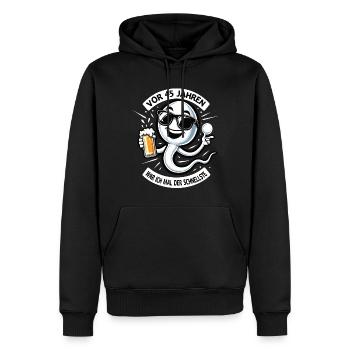 Vor 45 Jahren War Ich Schnellste - Männer Premium Bio Hoodie - Schwarz - Vorne - Nico (187cm)