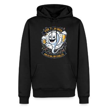 Il y a 75 ans, j’étais le plus rapide - Sweat à capuche Premium bio Homme - noir - Devant - Nico (187cm)