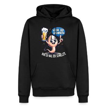 Vor 80 Jahren War Ich Schnellste - Männer Premium Bio Hoodie - Schwarz - Vorne - Nico (187cm)