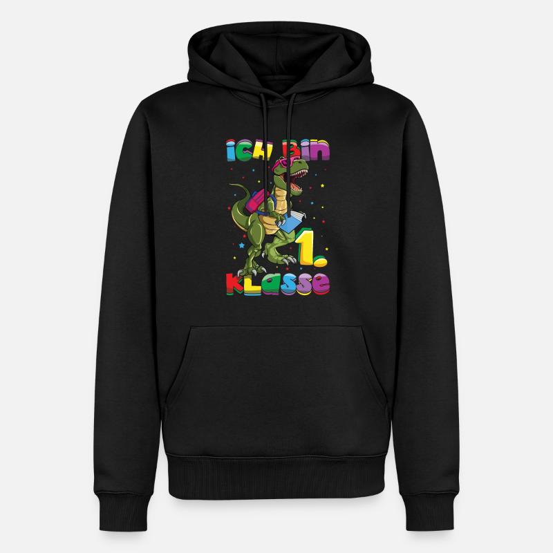 Ich Bin 1. Klasse Dinosaurier Einschulung - Männer Premium Bio Hoodie - Schwarz