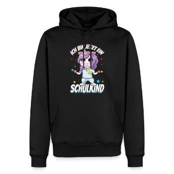 Je suis une licorne d’écolier maintenant - Sweat à capuche Premium bio Homme - noir - Devant - Nico (187cm)