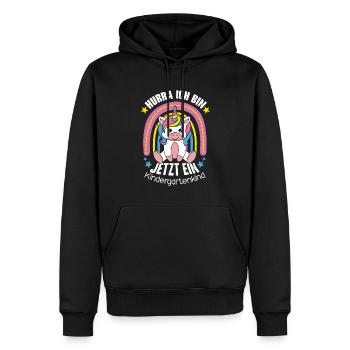Hourra de maternelle, j’en suis un maintenant - Sweat à capuche Premium bio Homme - noir - Devant - Nico (187cm)
