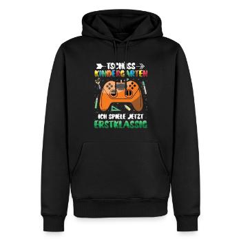 Bye bye la maternelle, je joue en première classe maintenant - Sweat à capuche Premium bio Homme - noir - Devant - Nico (187cm)