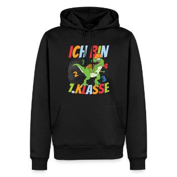 Je suis un dinosaure de 1ère année - Sweat à capuche Premium bio Homme - noir - Devant - Nico (187cm)