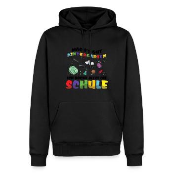 Inscription Prends soin de toi Maternelle Je fais vibrer le - Sweat à capuche Premium bio Homme - noir - Devant - Nico (187cm)