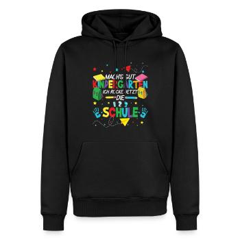 Prends soin de la maternelle Je suis à l’école maintenant - Sweat à capuche Premium bio Homme - noir - Devant - Nico (187cm)