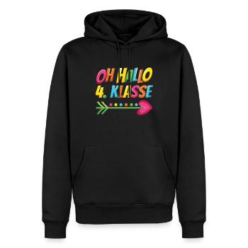 Oh bonjour l’école de 4e année - Sweat à capuche Premium bio Homme - noir - Devant - Nico (187cm)