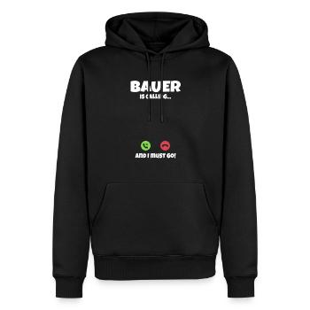 Bauer appelle et je dois y aller citation amusante - Sweat à capuche Premium bio Homme - noir - Devant - Nico (187cm)