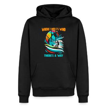 Kitesurf Là où il y a du vent, il y a un moyen - Sweat à capuche Premium bio Homme - noir - Devant - Nico (187cm)