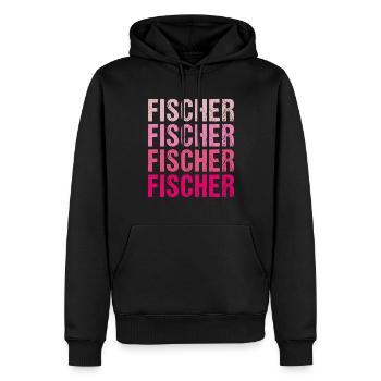 Fischer Retro Rosa Nachname Geschenkidee - Männer Premium Bio Hoodie - Schwarz - Vorne - Nico (187cm)