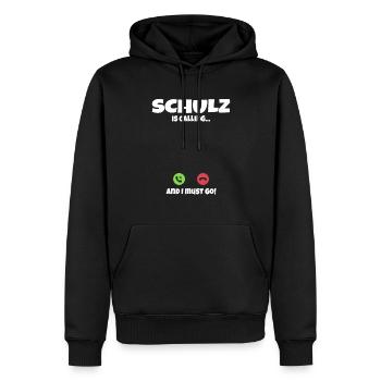 Schulz appelle et je dois y aller Citation amusante - Sweat à capuche Premium bio Homme - noir - Devant - Nico (187cm)