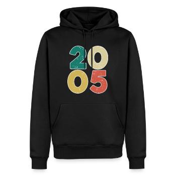 2005 - Jahrgang 2005 - Baujahr 2005 - Männer Premium Bio Hoodie - Schwarz - Vorne - Nico (187cm)