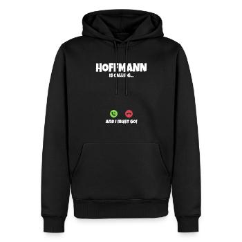 Hoffmann ruf an Ich muss Los Spruch Geschenkidee - Sweat à capuche Premium bio Homme - noir - Devant - Nico (187cm)