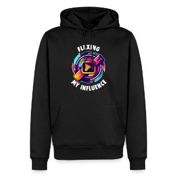Digital Creator Flexing my Influence Social Media - Männer Premium Bio Hoodie - Schwarz - Vorne - Nico (187cm)