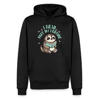 Je lis après le coucher lire paresseux - Sweat à capuche Premium bio Homme - noir - Devant - Nico (187cm)
