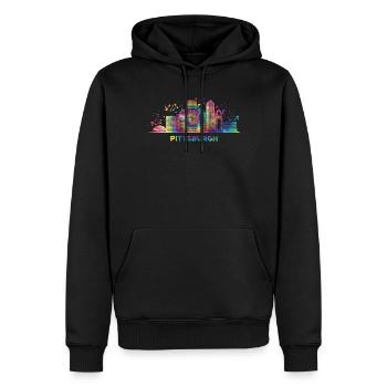 Pittsburgher Skyline Pittsburgh - Sweat à capuche Premium bio Homme - noir - Devant - Nico (187cm)