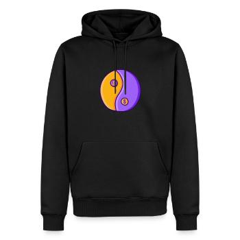 Bitcoin BTC Yin Yang Symbol - Männer Premium Bio Hoodie - Schwarz - Vorne - Nico (187cm)
